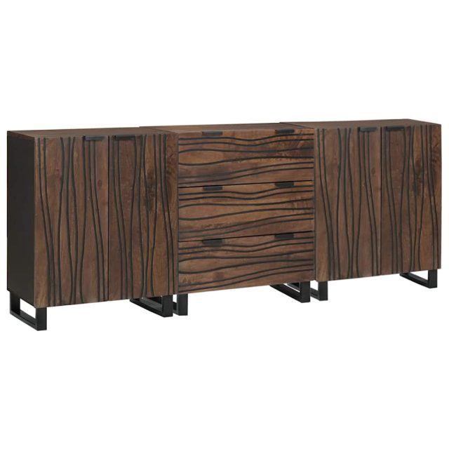vidaXL Badezimmermöbel-Set mit Schubladen 3 pcs Braun Holzwerkstoff