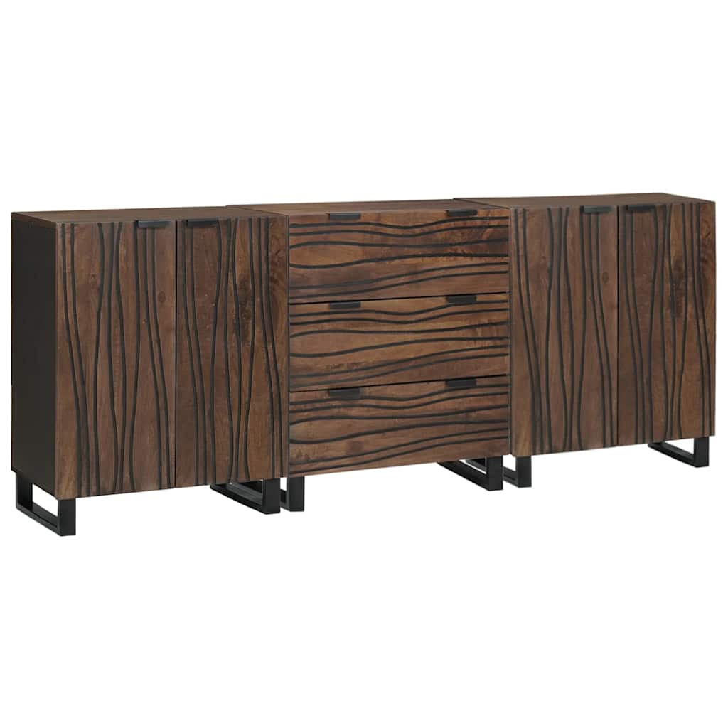 vidaXL Badezimmermöbel-Set mit Schubladen 3 pcs Braun Holzwerkstoff