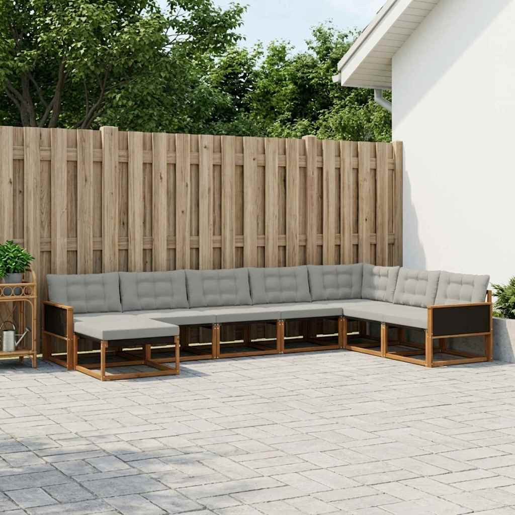 vidaXL Outdoor-Sofagarnitur mit Kissen 8 pcs Natürlich und Hellgrau