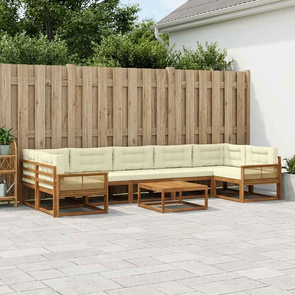 vidaXL Outdoor-Sofagarnitur mit Kissen 8 pcs Natur und Creme