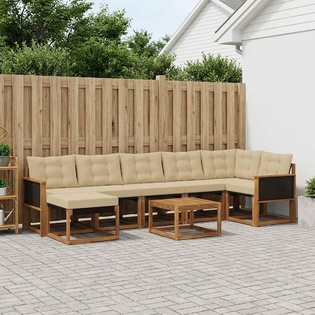 vidaXL Outdoor-Sofagarnitur mit Kissen 8 pcs Natur und Beige