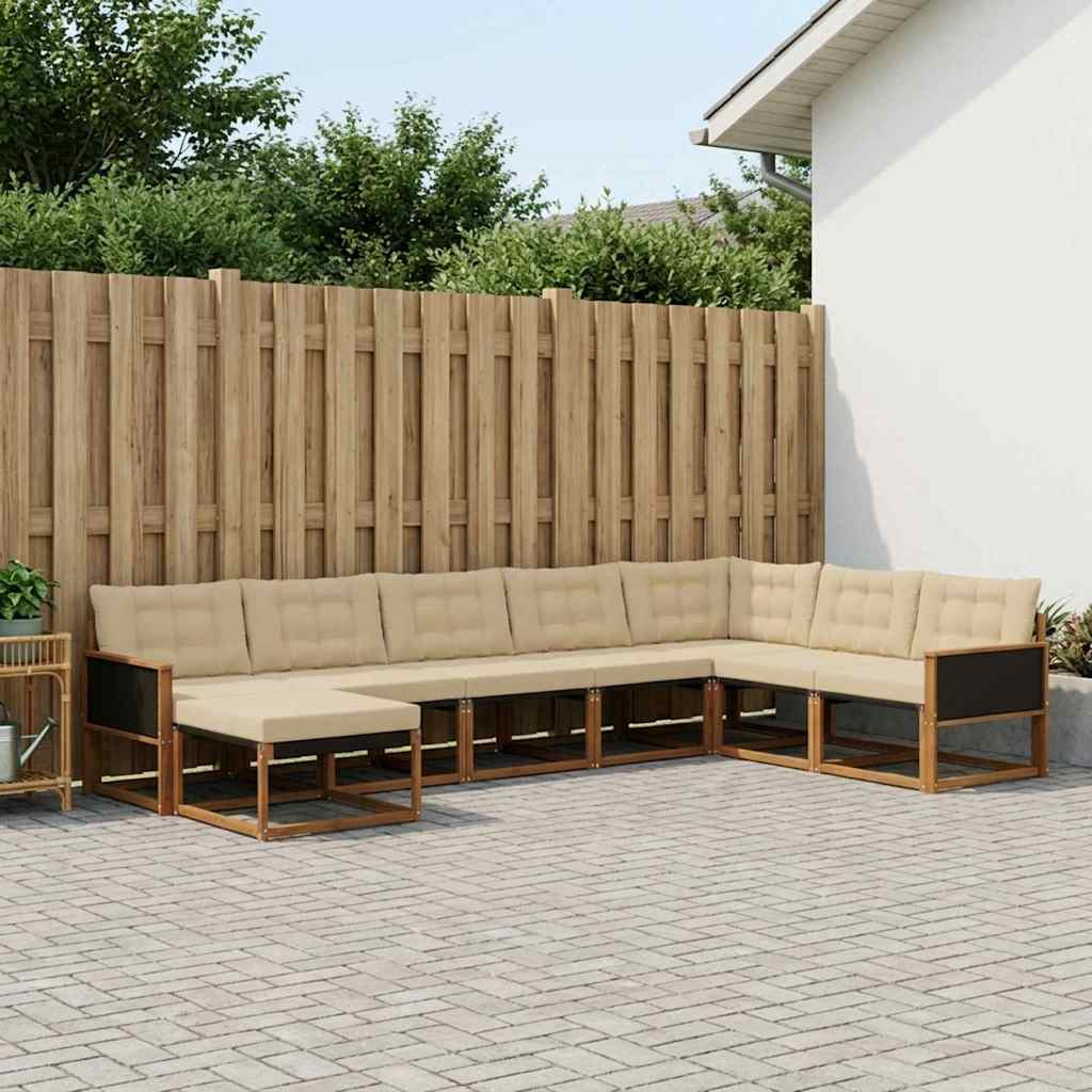 vidaXL Outdoor-Sofagarnitur mit Kissen 8 pcs Natur und Beige