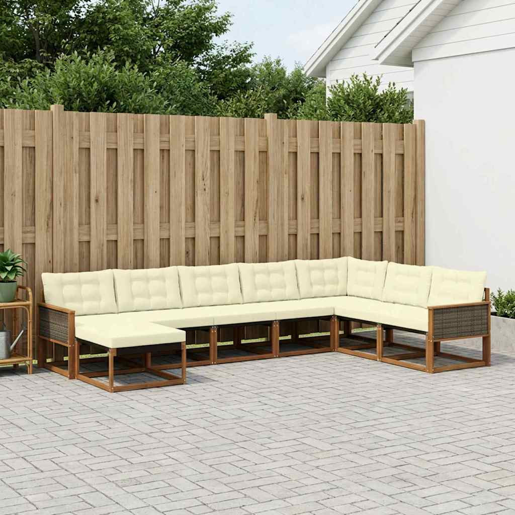 vidaXL Outdoor-Sofagarnitur mit Kissen 8 pcs Natur und Creme