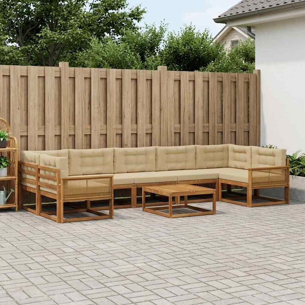 vidaXL Outdoor-Sofagarnitur mit Kissen 8 pcs Natur und Beige