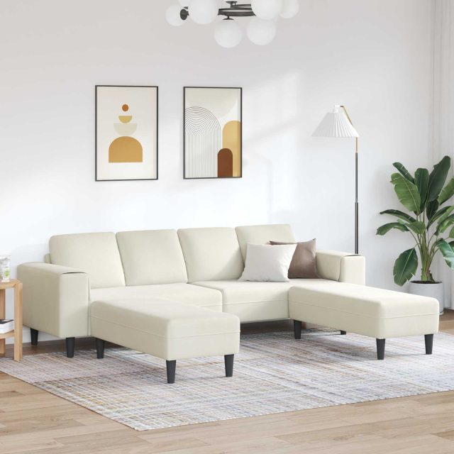 vidaXL Wohnzimmer Couch 3 pcs Creme 250 x 188 x 76 cm