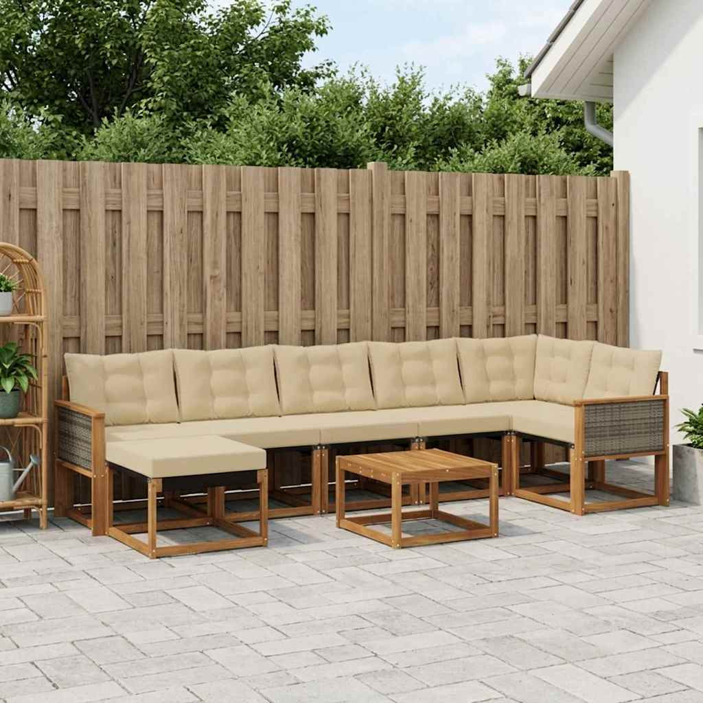 vidaXL Outdoor-Sofagarnitur mit Kissen 8 pcs Natur und Beige