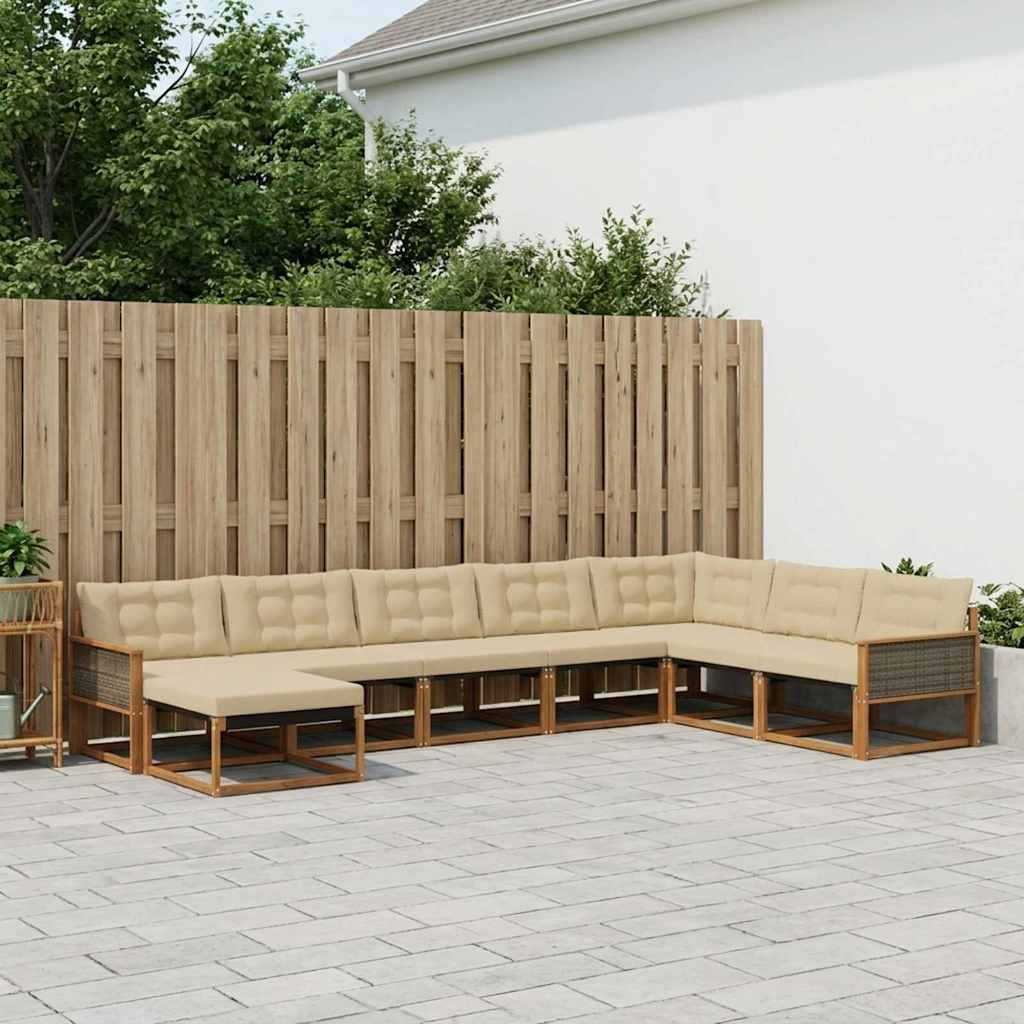 vidaXL Outdoor-Sofagarnitur mit Kissen 8 pcs Natur und Beige