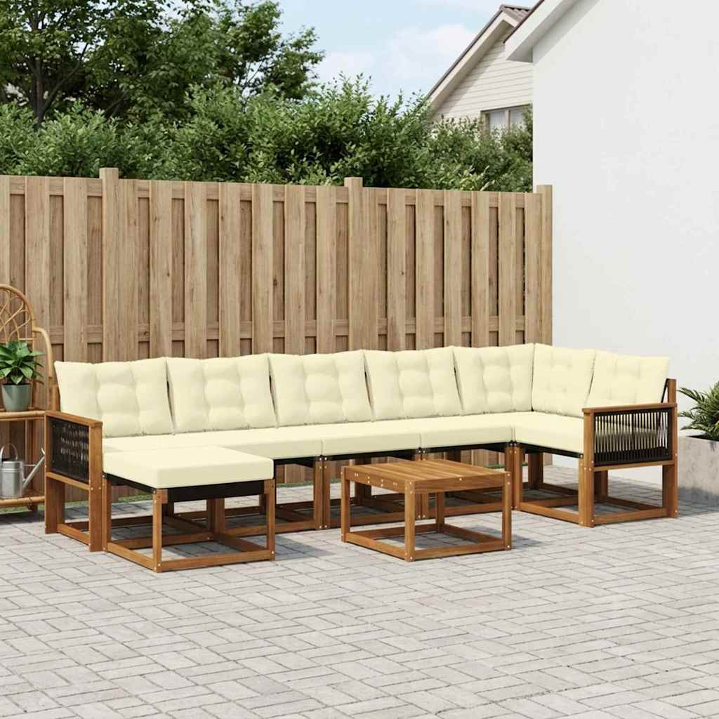 vidaXL Outdoor-Sofagarnitur mit Kissen 8 pcs Natur und Creme