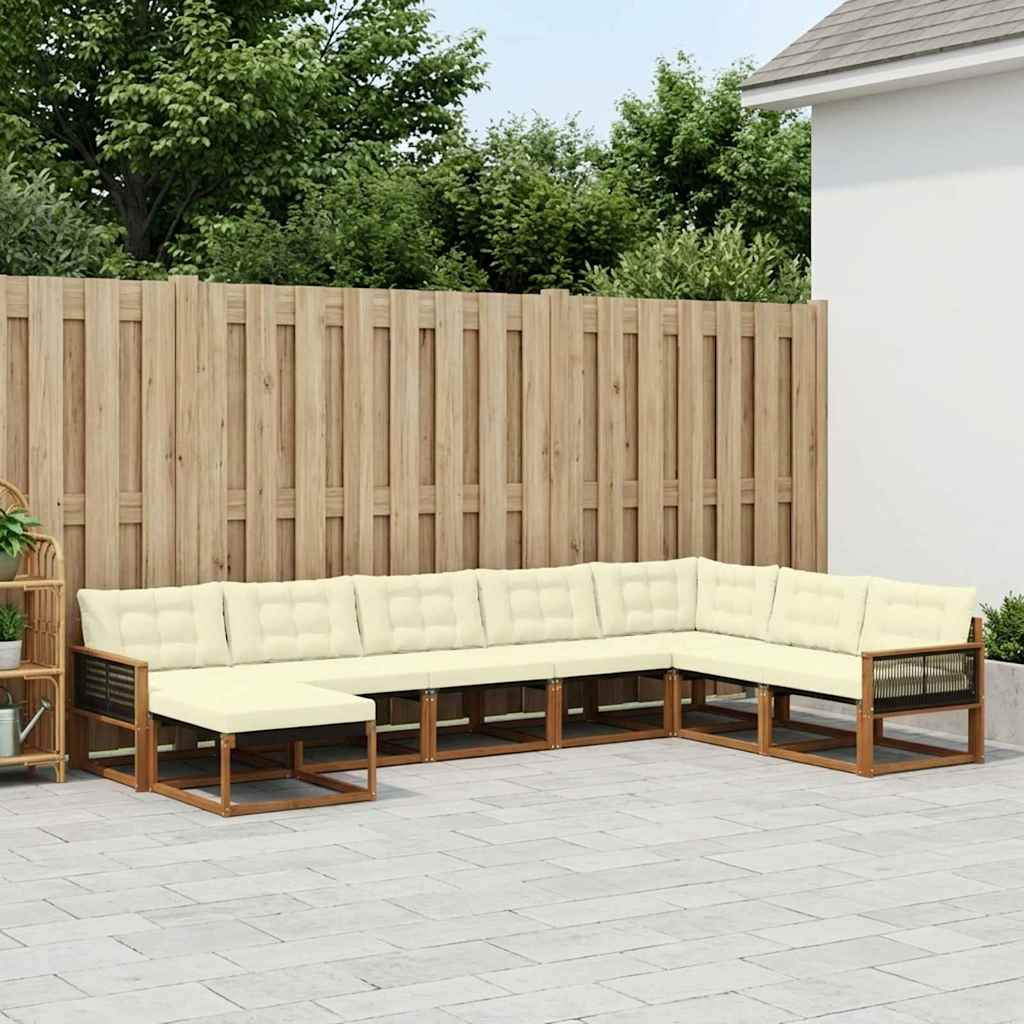 vidaXL Outdoor-Sofagarnitur mit Kissen 8 pcs Natur und Creme