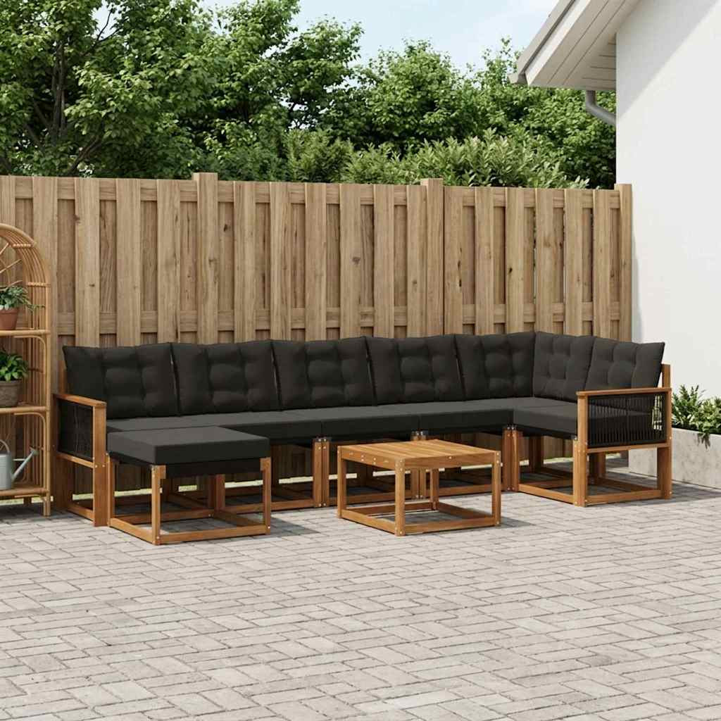 vidaXL Outdoor-Sofagarnitur mit Kissen 8 pcs Natürlich und Schwarz