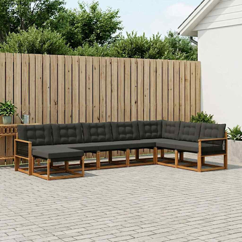 vidaXL Outdoor-Sofagarnitur mit Kissen 8 pcs Natürlich und Schwarz