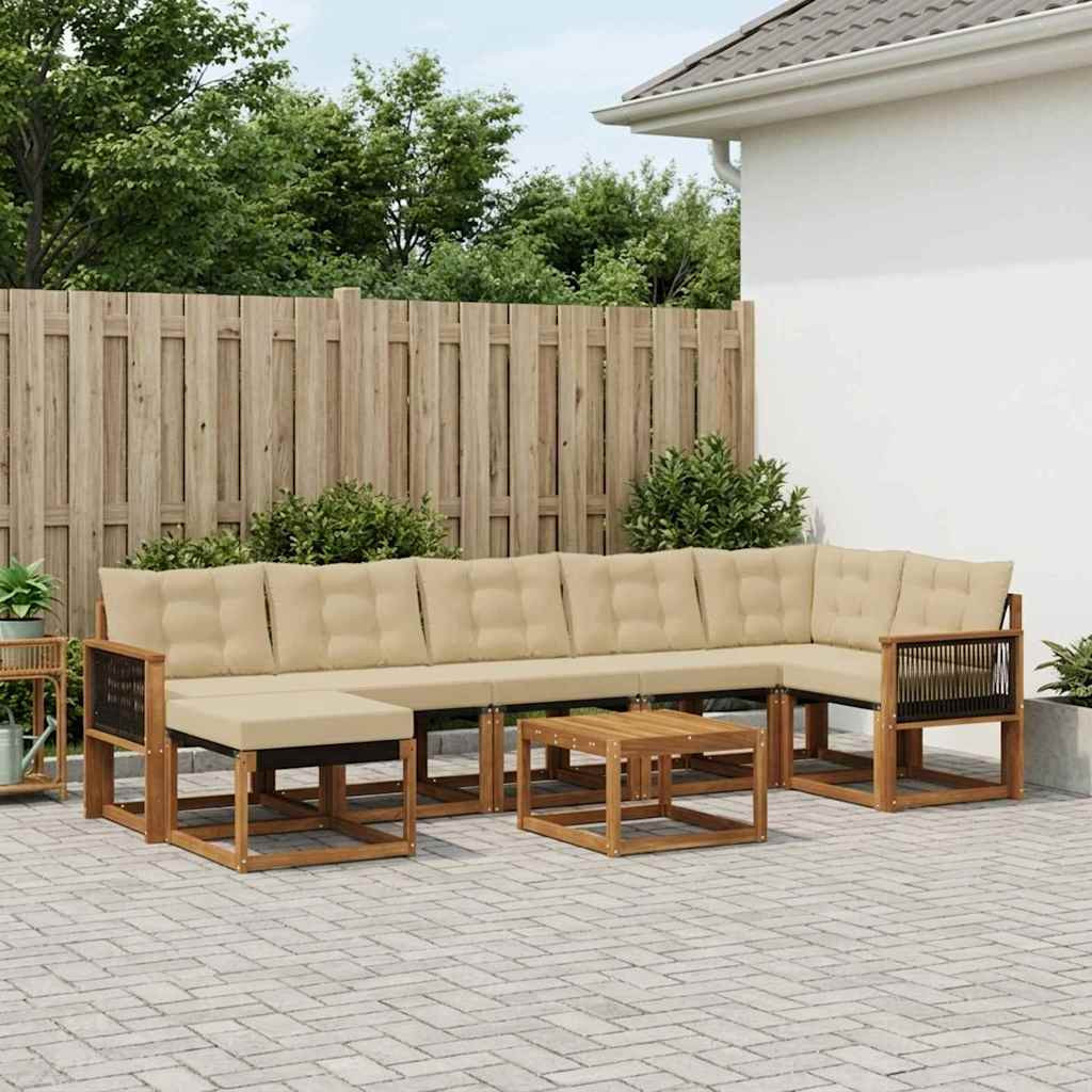 vidaXL Outdoor-Sofagarnitur mit Kissen 8 pcs Natur und Beige