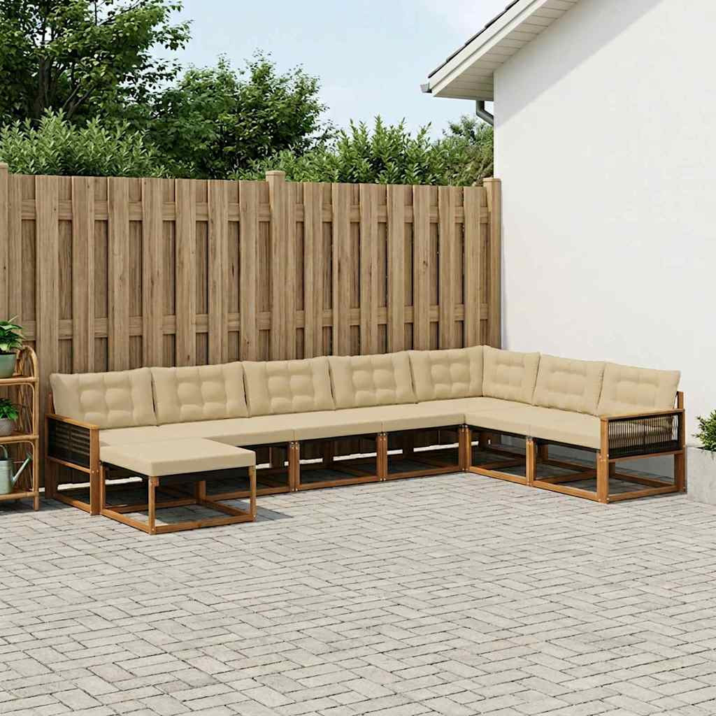 vidaXL Outdoor-Sofagarnitur mit Kissen 8 pcs Natur und Beige