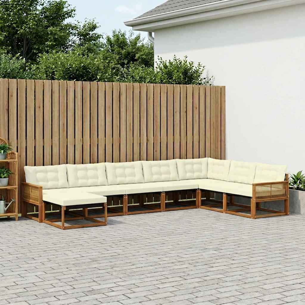 vidaXL Outdoor-Sofagarnitur mit Kissen 8 pcs Natur und Creme