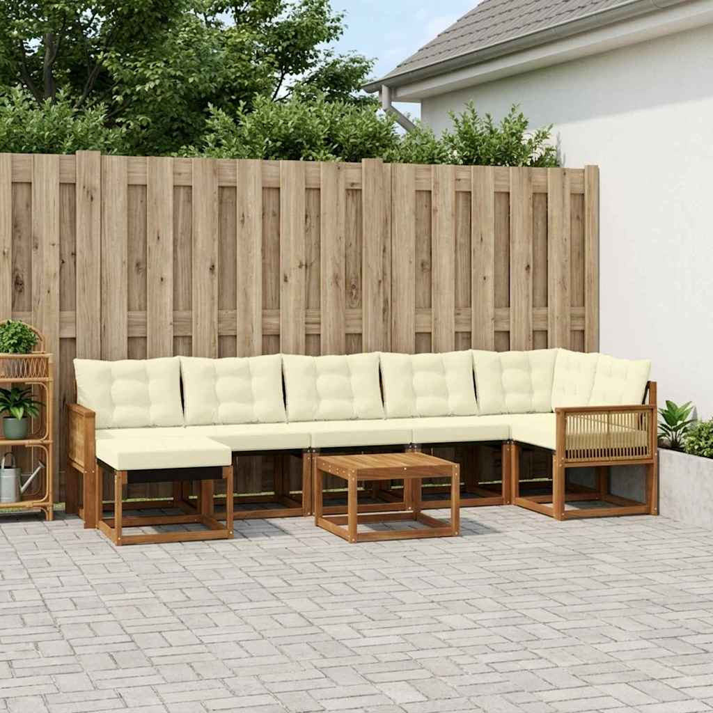 vidaXL Outdoor-Sofagarnitur mit Kissen 8 pcs Natur und Creme