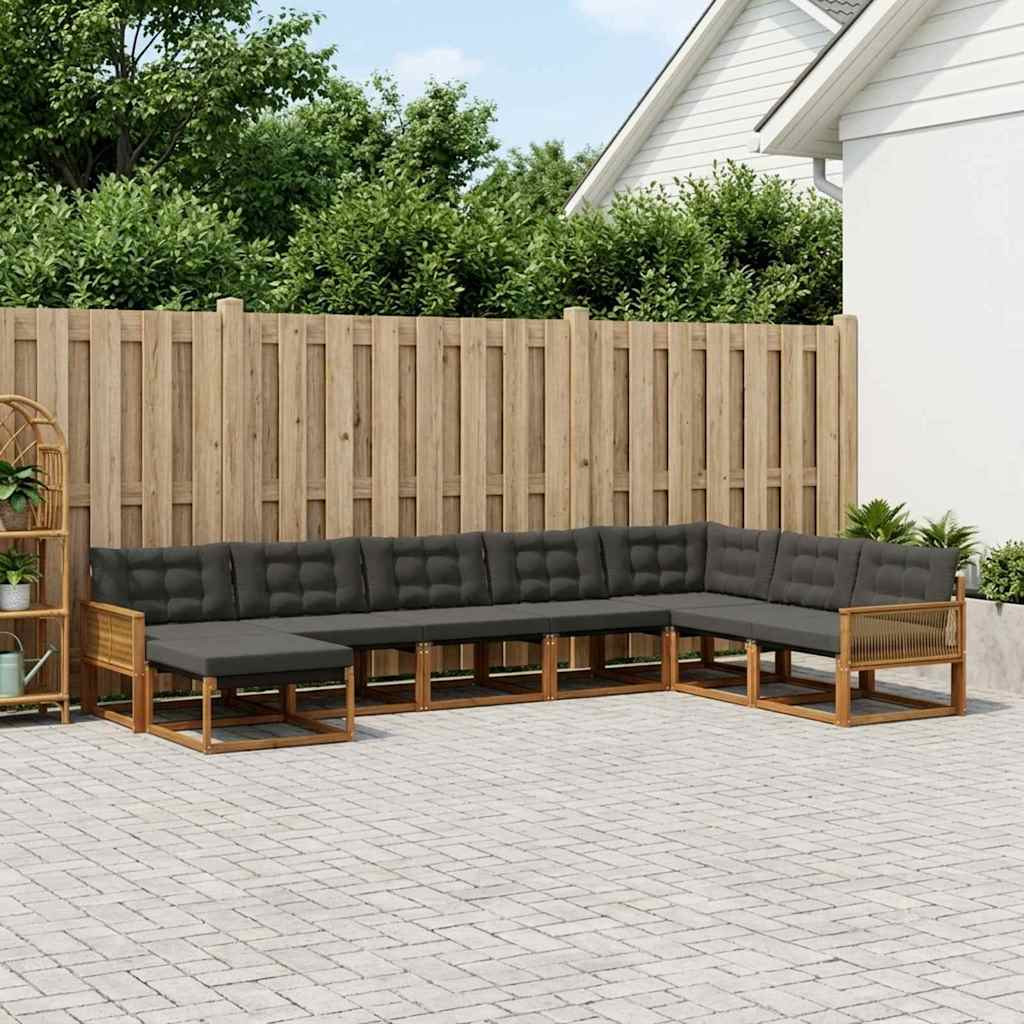 vidaXL Outdoor-Sofagarnitur mit Kissen 8 pcs Natürlich und Schwarz