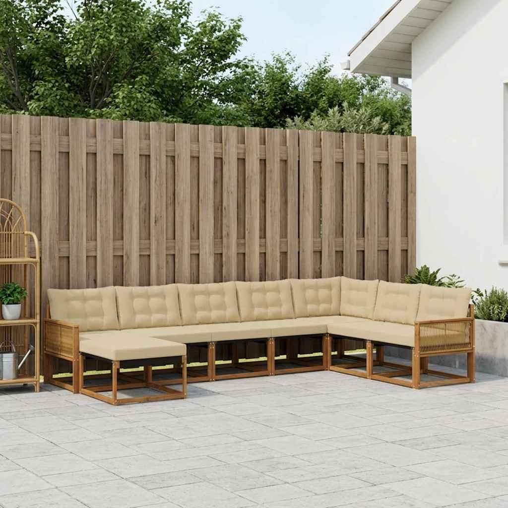 vidaXL Outdoor-Sofagarnitur mit Kissen 8 pcs Natur und Beige