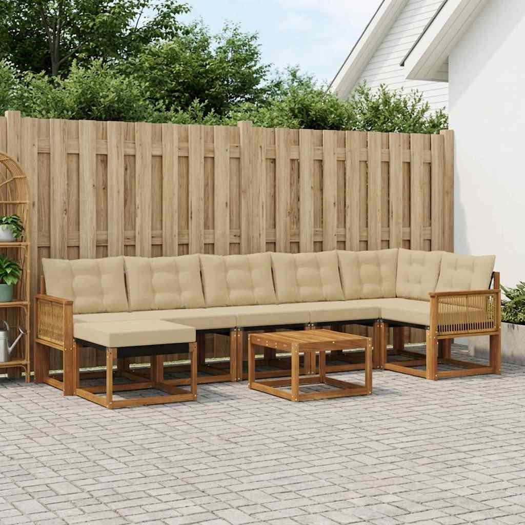 vidaXL Outdoor-Sofagarnitur mit Kissen 8 pcs Natur und Beige