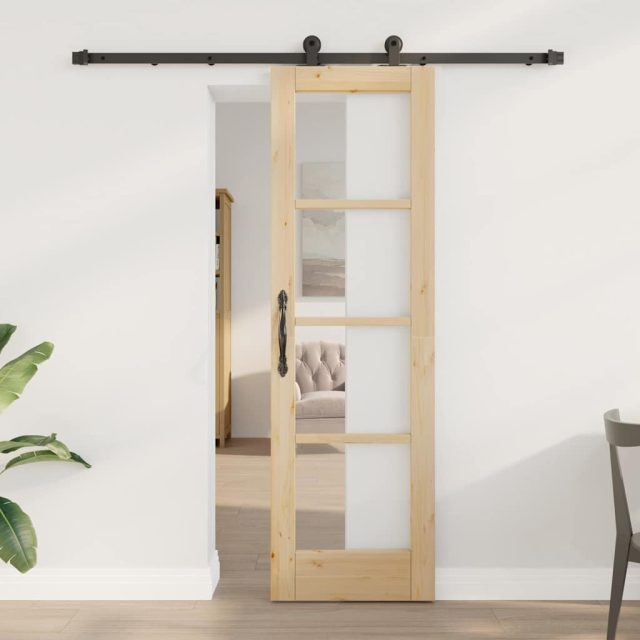 vidaXL Schiebetür ORKDAL Natürlich und Schwarz 61 x 198,5 cm