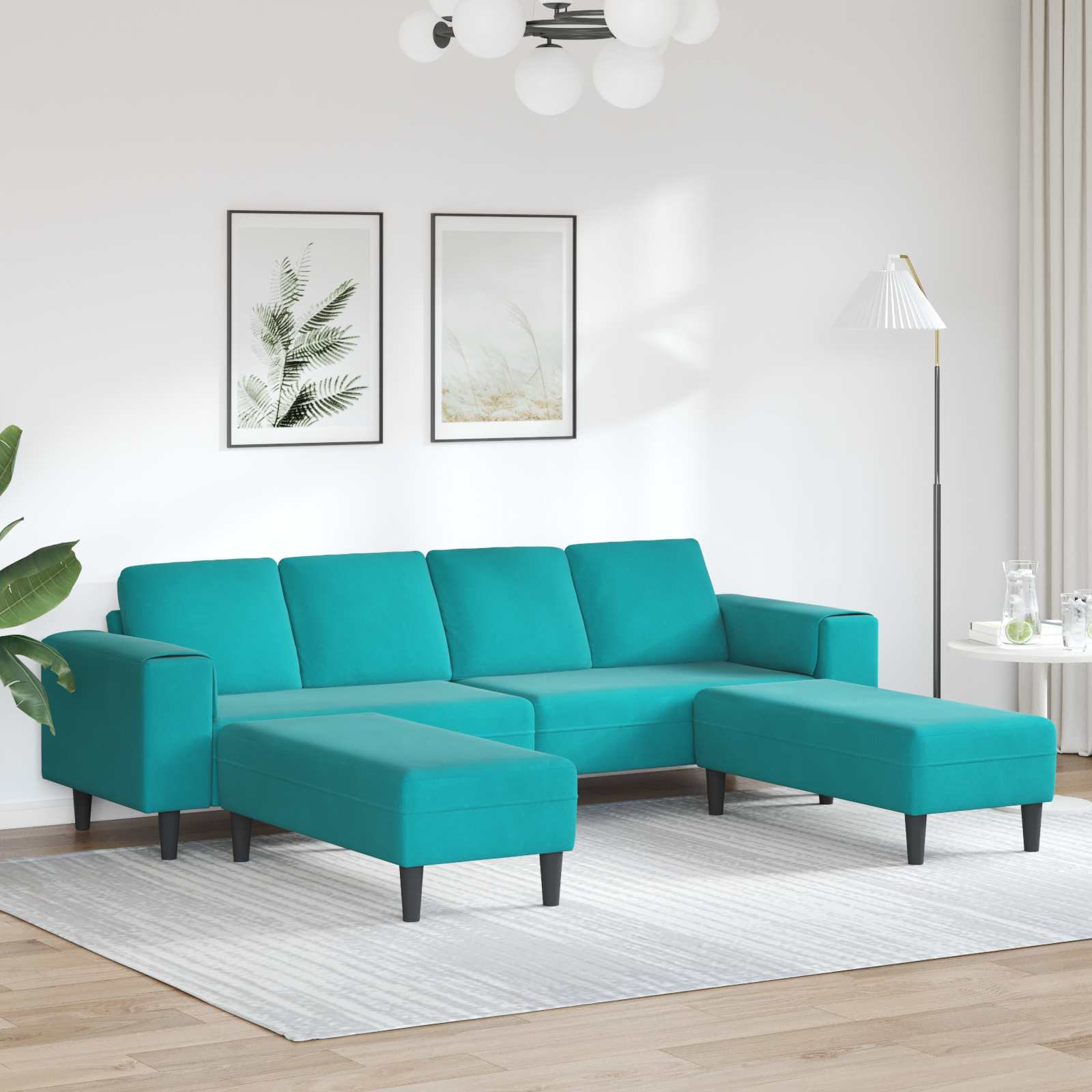 vidaXL Wohnzimmer Couch 3 pcs Türkis 250 x 188 x 76 cm