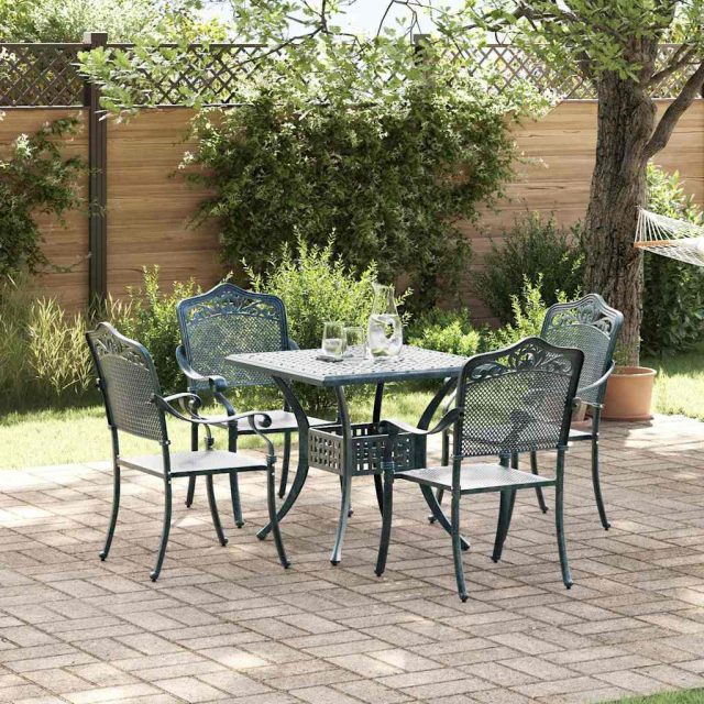 vidaXL Gartentisch Set 5 pcs Grün Gussaluminium