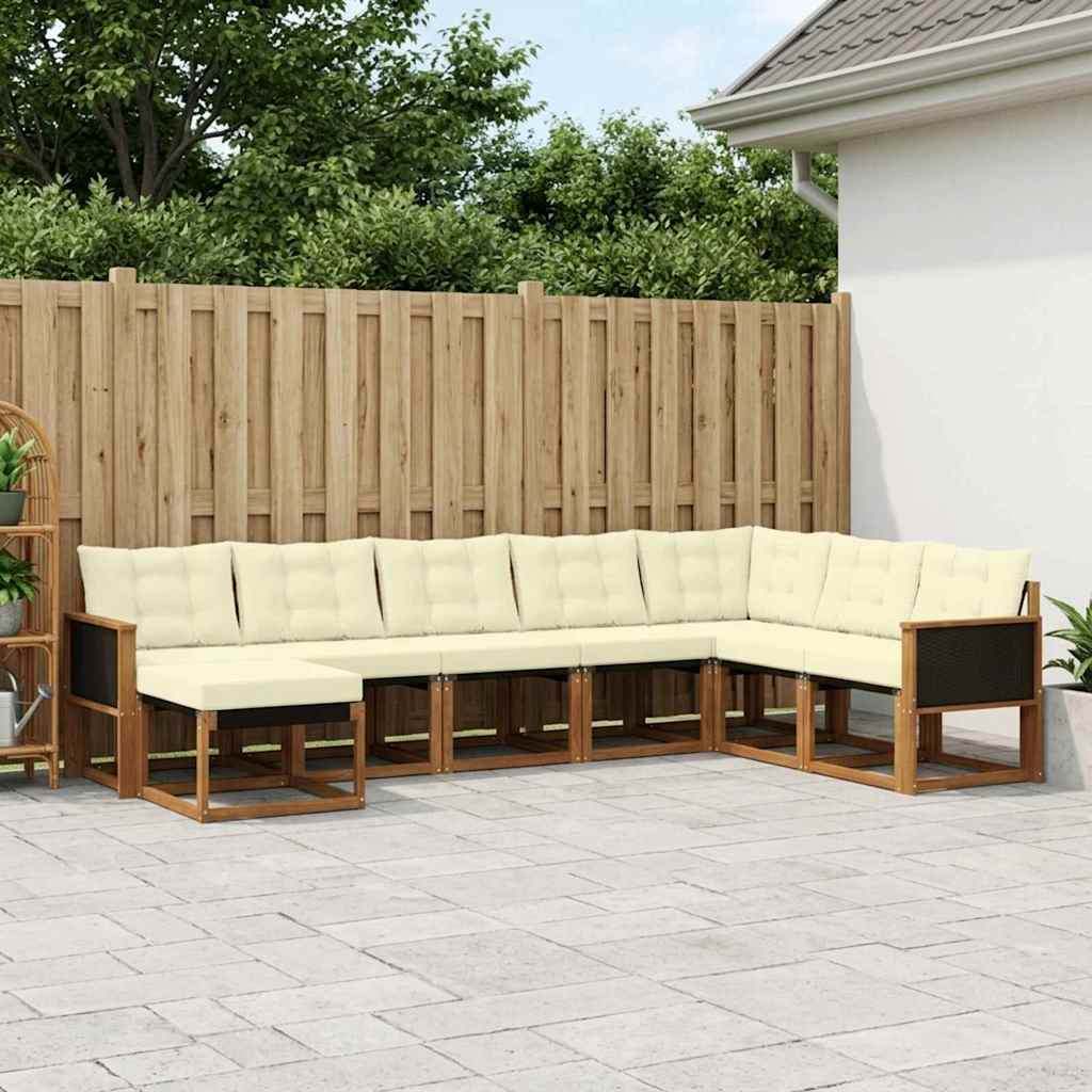 vidaXL Outdoor-Sofagarnitur mit Kissen 8 pcs Natur und Creme