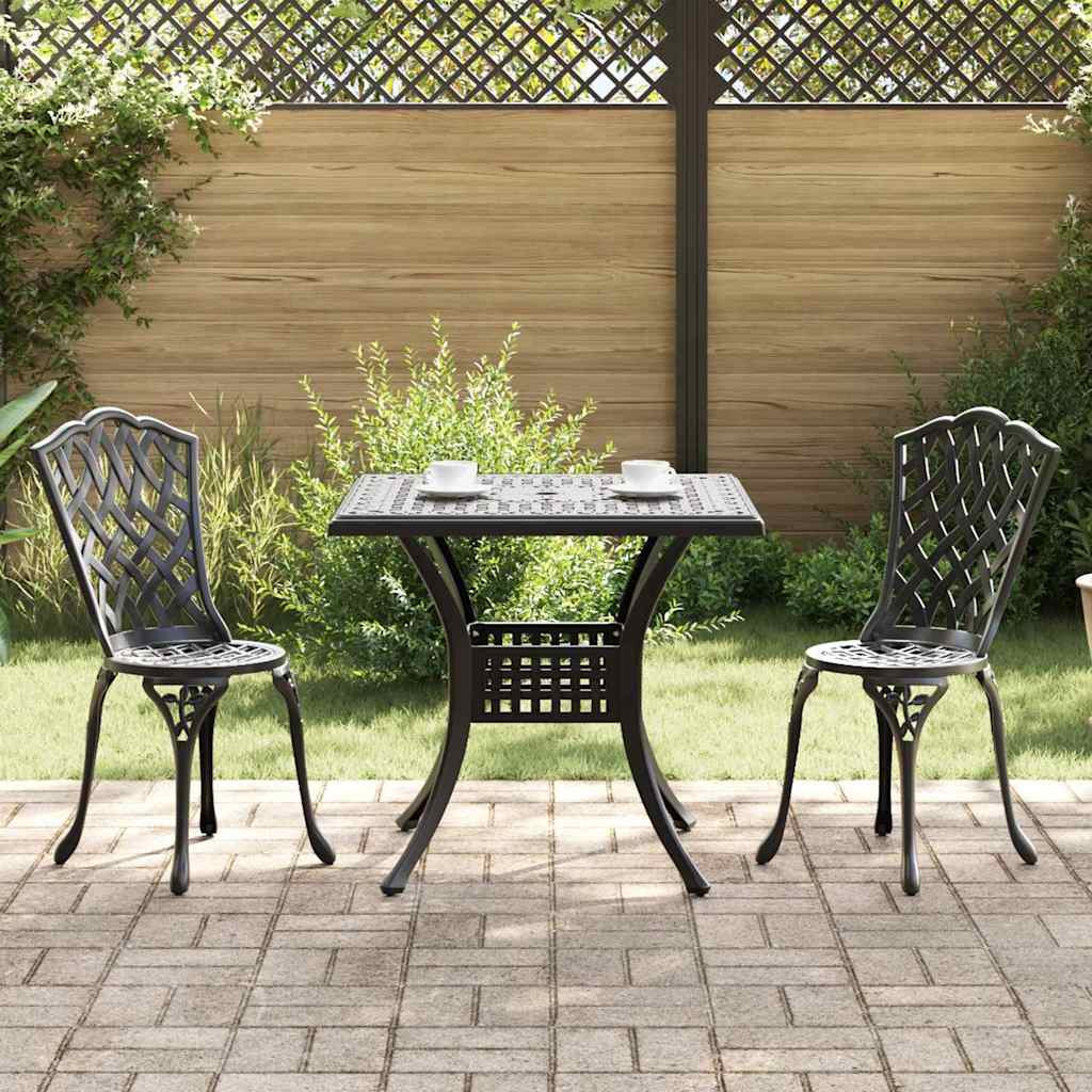 vidaXL Gartentisch Set 3 pcs Schwarz Gussaluminium