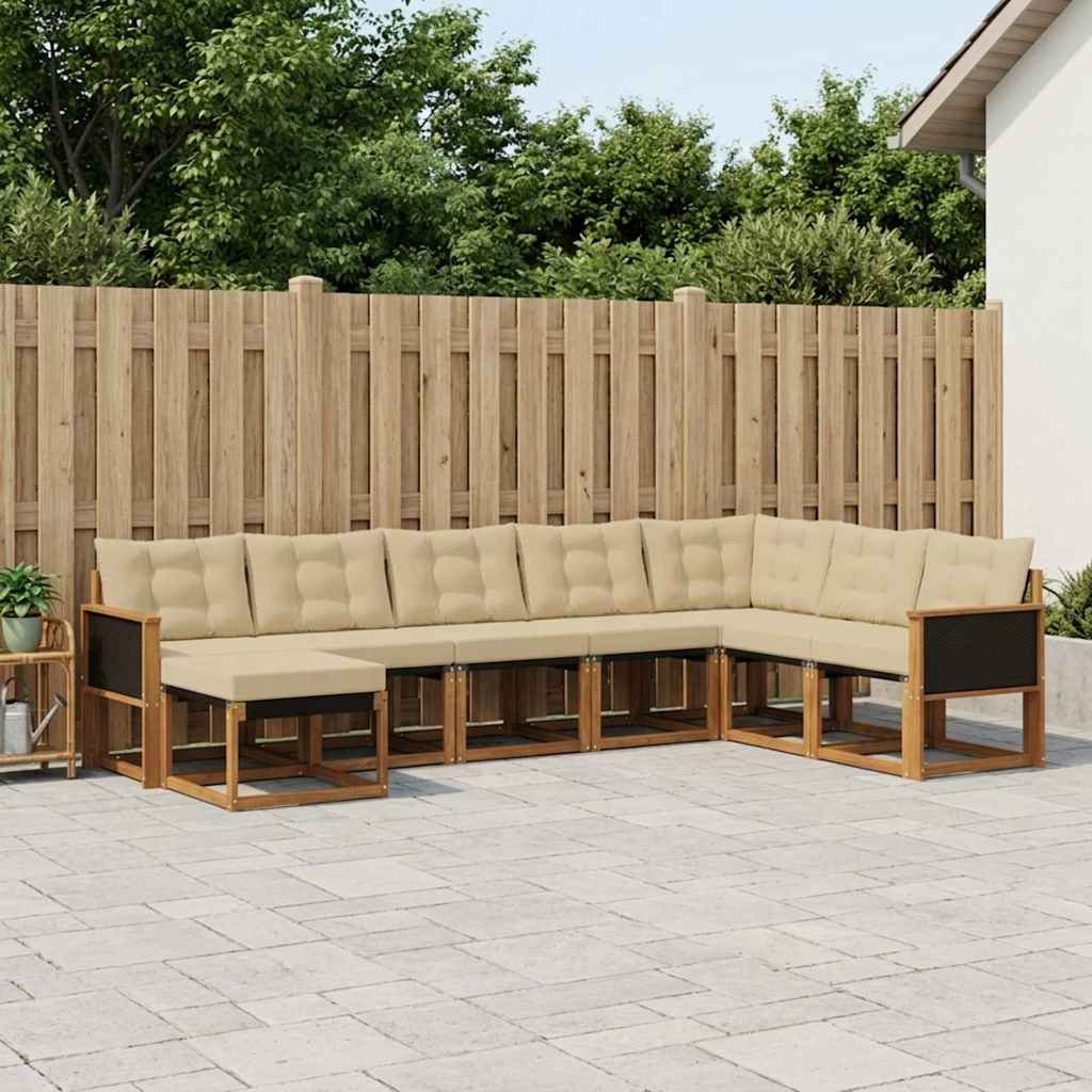 vidaXL Outdoor-Sofagarnitur mit Kissen 8 pcs Natur und Beige