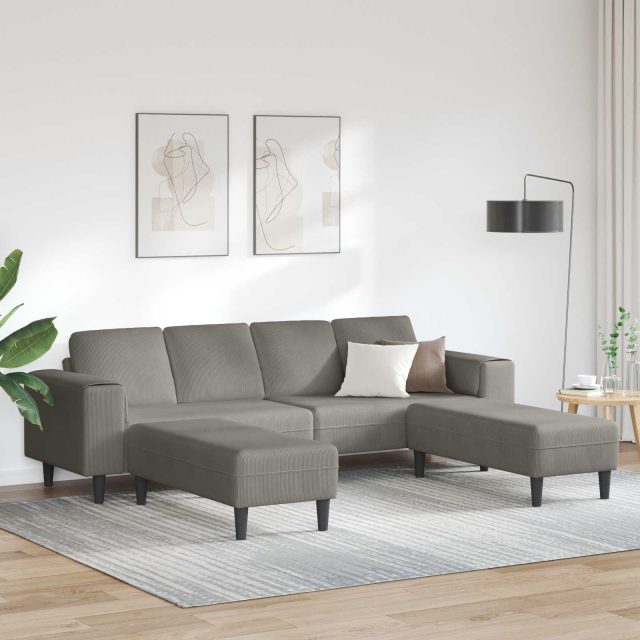 vidaXL Sofa Hellgrau 250 x 188 x 76 cm Cordstoff
