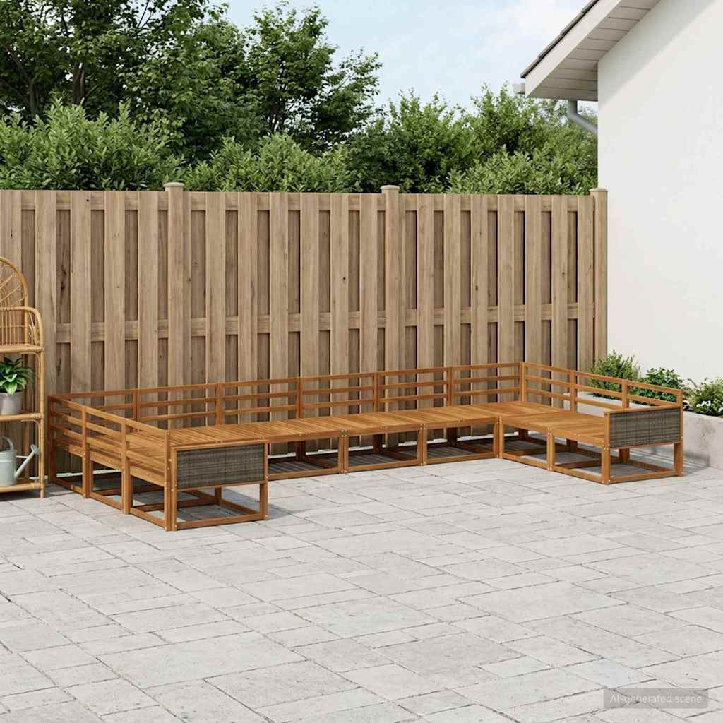 vidaXL Outdoor-Sofagarnitur 10 pcs Natur Massivholz Akazie