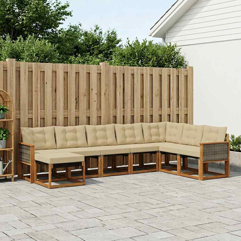 vidaXL Outdoor-Sofagarnitur mit Kissen 8 pcs Natur und Beige