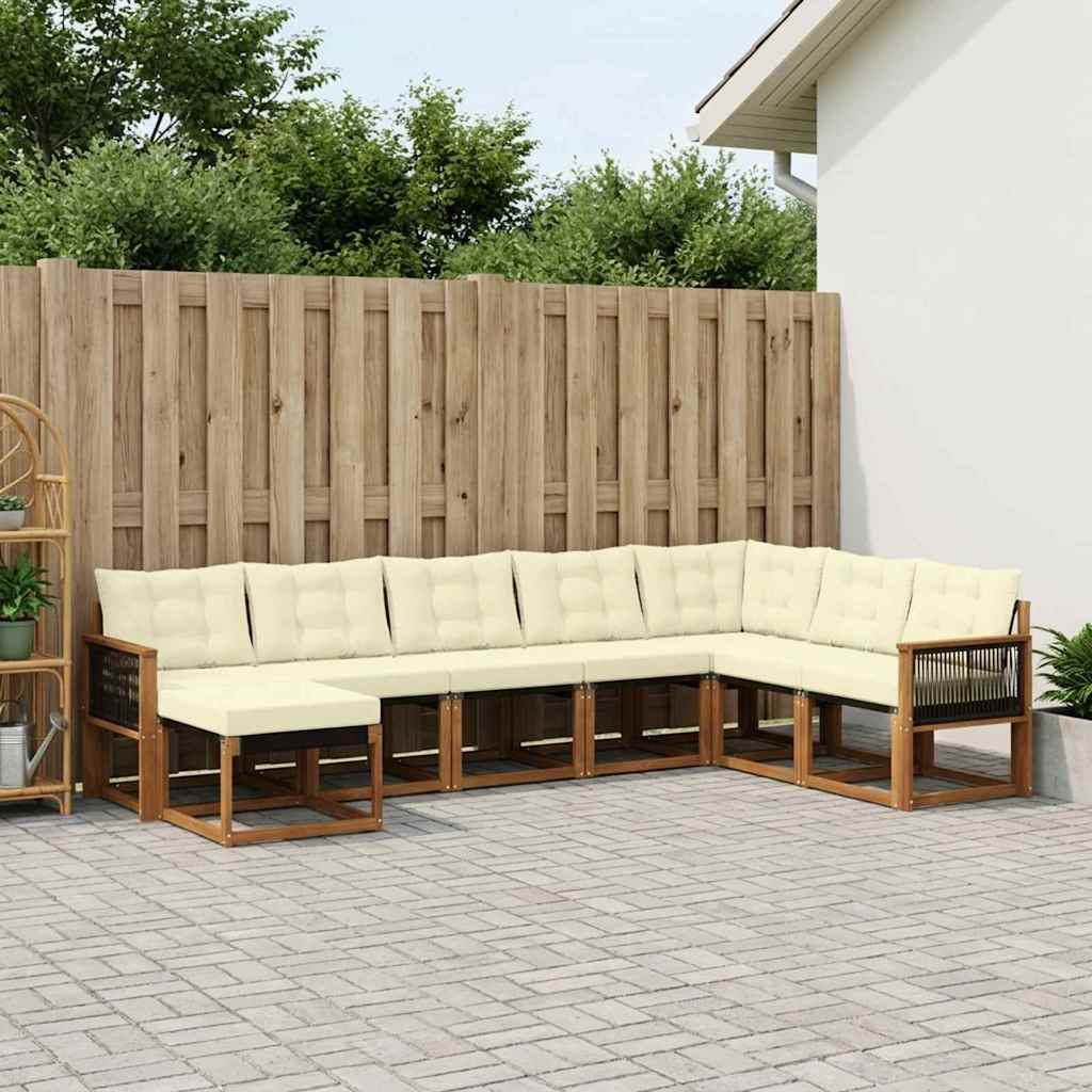 vidaXL Outdoor-Sofagarnitur mit Kissen 8 pcs Natur und Creme