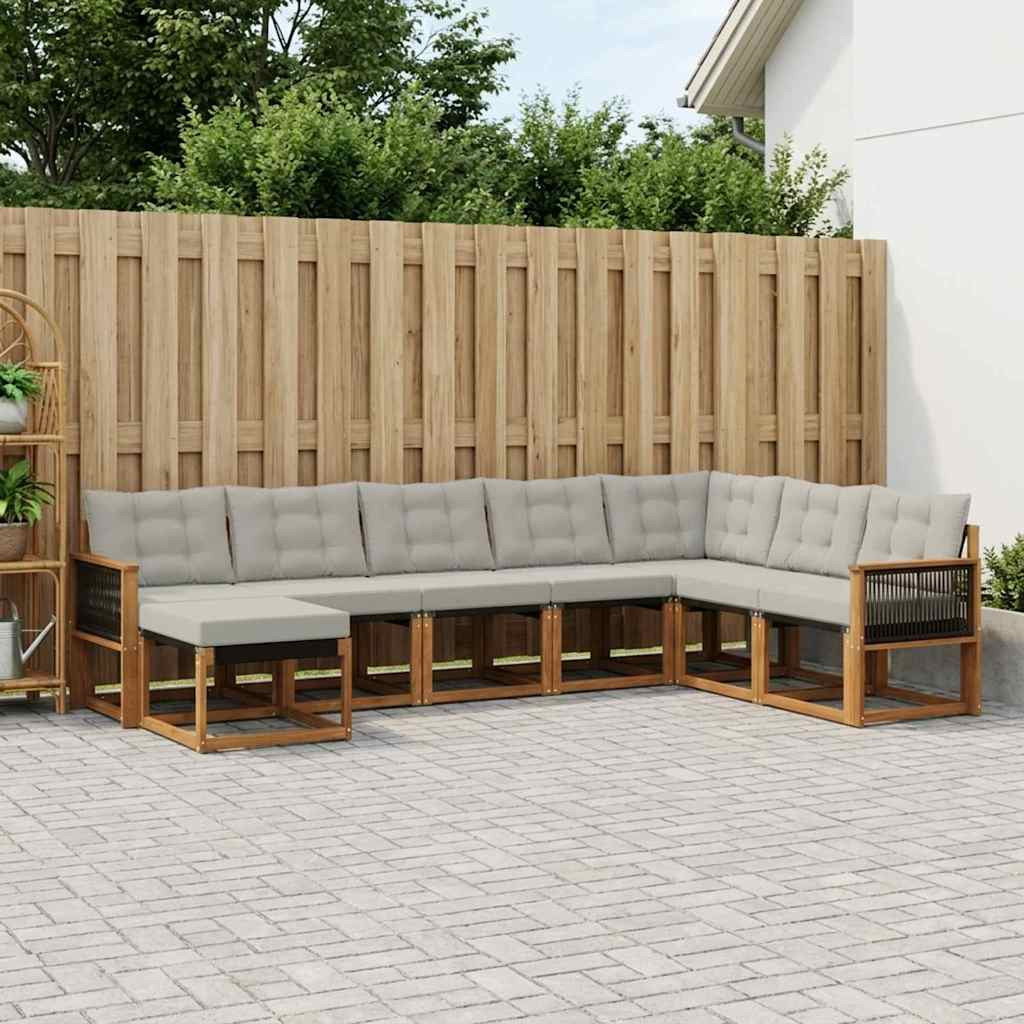 vidaXL Outdoor-Sofagarnitur mit Kissen 8 pcs Natur und Hellgrau