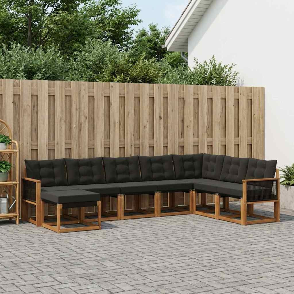 vidaXL Outdoor-Sofagarnitur mit Kissen 8 pcs Natürlich und Schwarz