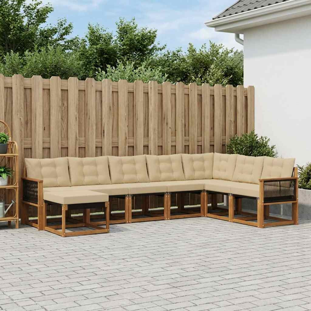 vidaXL Outdoor-Sofagarnitur mit Kissen 8 pcs Natur und Beige