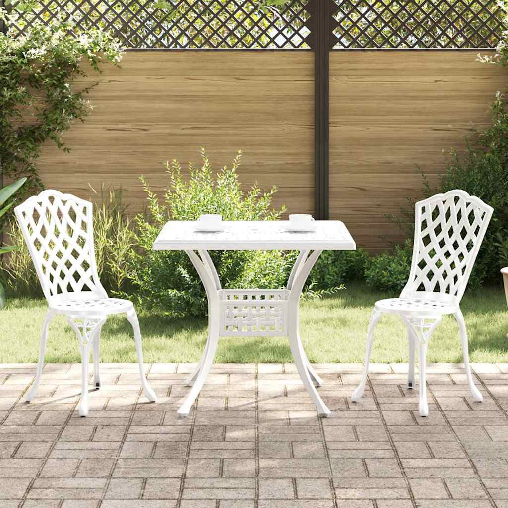 vidaXL Gartentisch Set 3 pcs Weiß Gussaluminium
