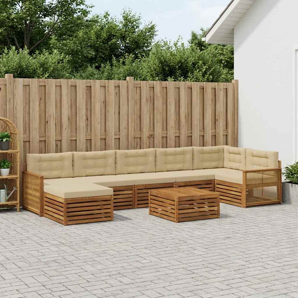 vidaXL Outdoor-Sofagarnitur mit Kissen 8 pcs Natur und Beige