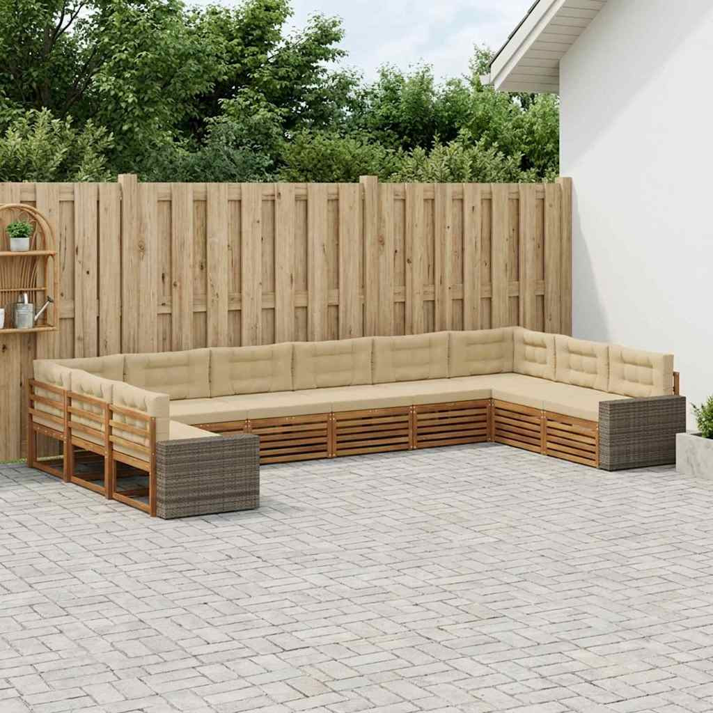 vidaXL Sofagarnituren mit Kissen 10 pcs Massivholz Akazie