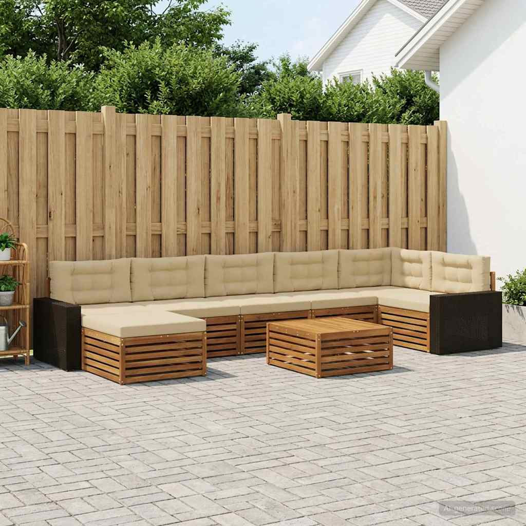 vidaXL Outdoor-Sofagarnitur mit Kissen 8 pcs Natur und Beige