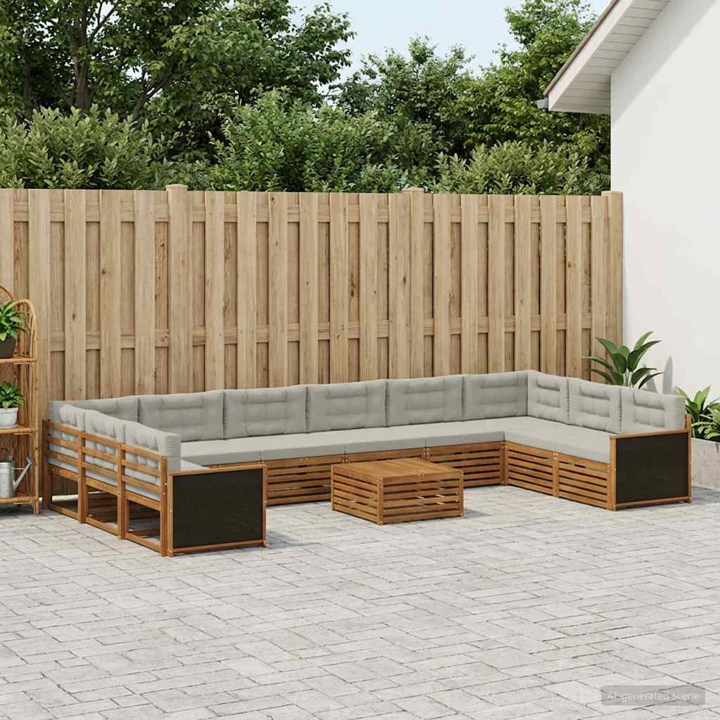 vidaXL Sofagarnituren mit Kissen 11 pcs Massivholz Akazie