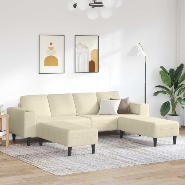 vidaXL Sofa Creme 250 x 188 x 76 cm Cordstoff