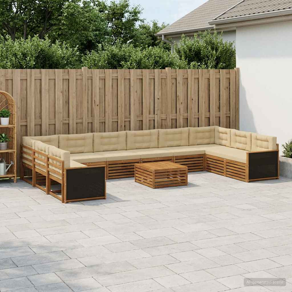 vidaXL Sofagarnituren mit Kissen 11 pcs Massivholz Akazie