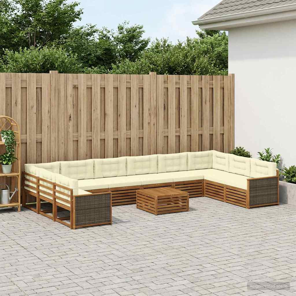 vidaXL Sofagarnituren mit Kissen 11 pcs Massivholz Akazie