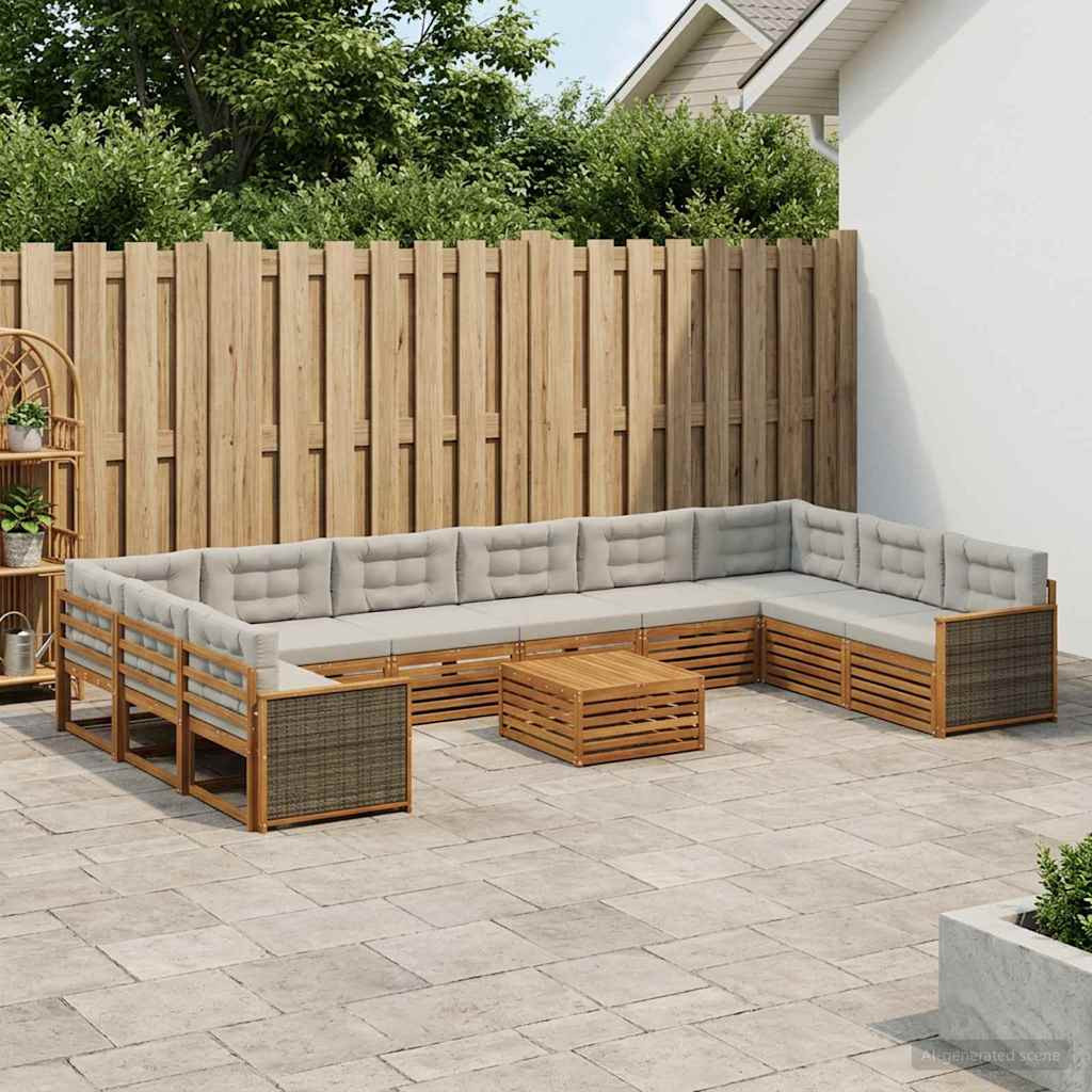 vidaXL Sofagarnituren mit Kissen 11 pcs Massivholz Akazie