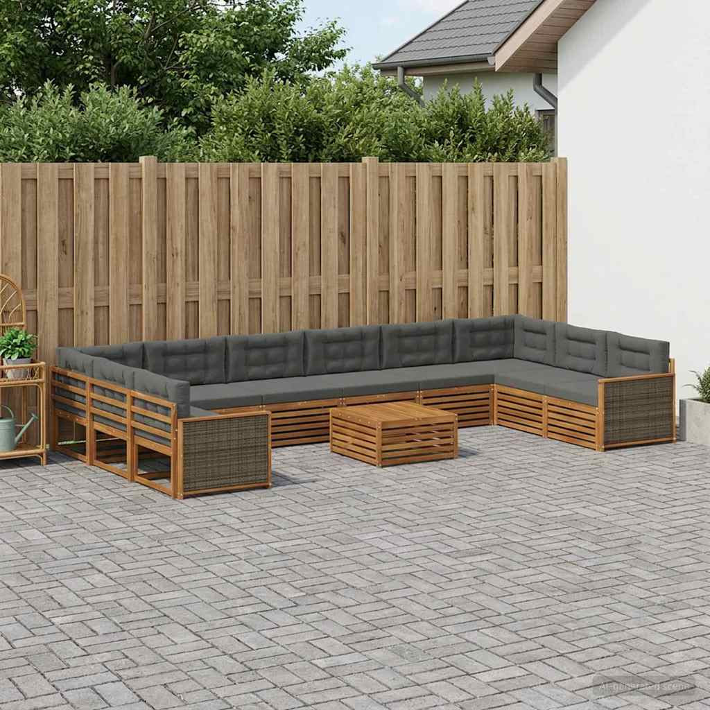 vidaXL Sofagarnituren mit Kissen 11 pcs Massivholz Akazie