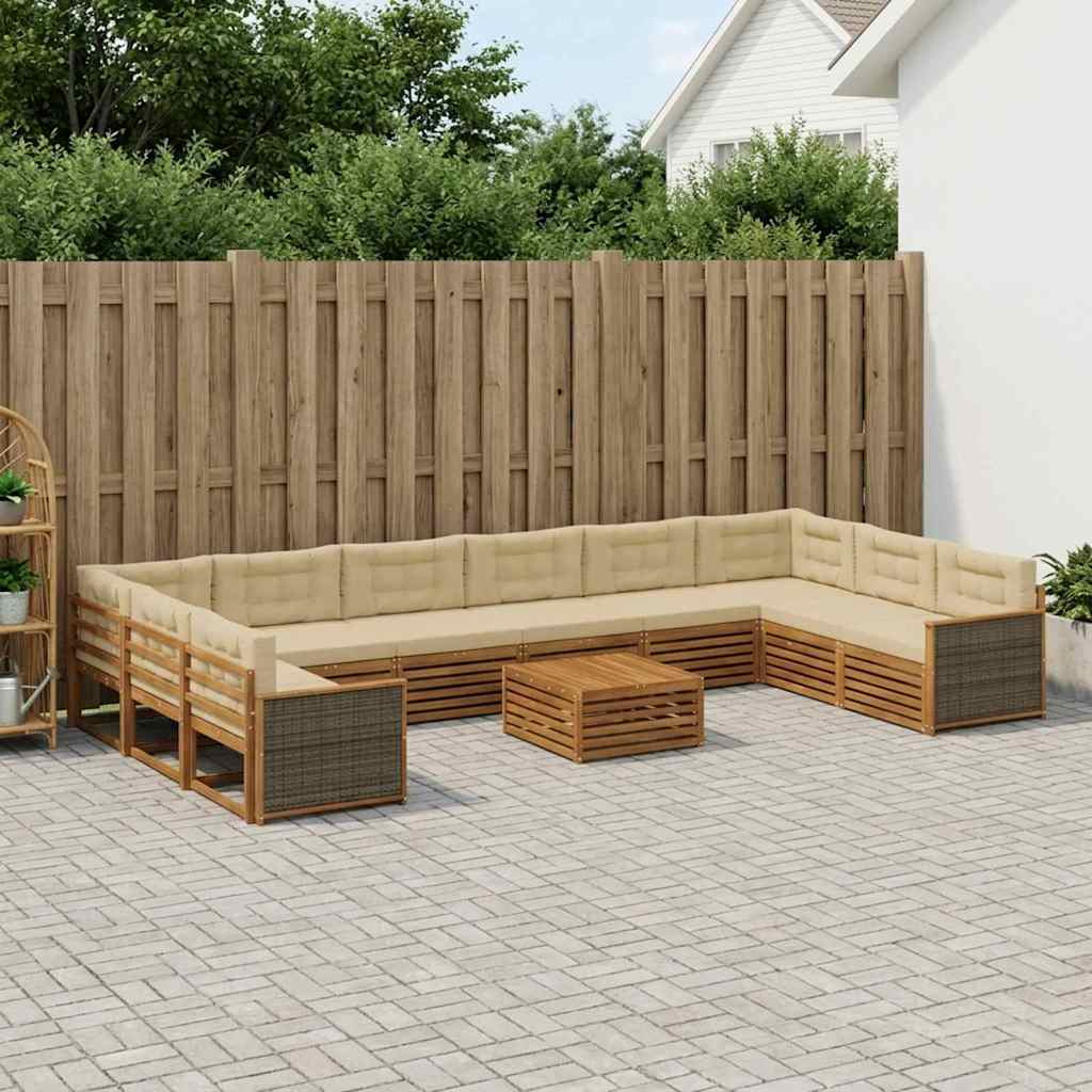 vidaXL Sofagarnituren mit Kissen 11 pcs Massivholz Akazie
