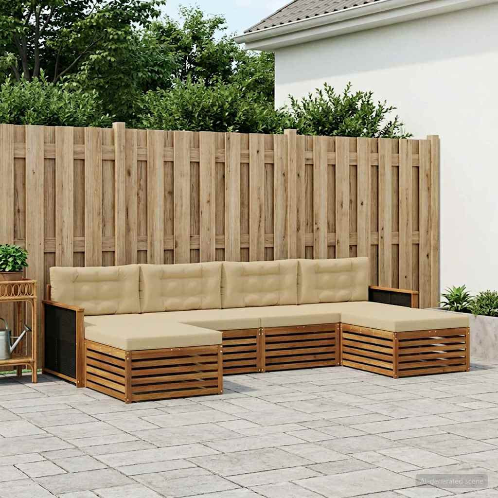 vidaXL Sofagarnituren mit Kissen 6 pcs Massivholz Akazie
