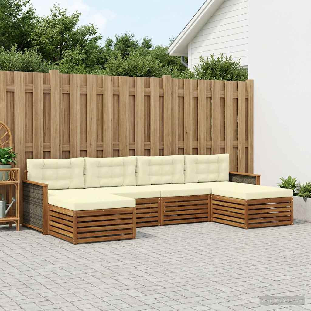 vidaXL Sofagarnituren mit Kissen 6 pcs Massivholz Akazie