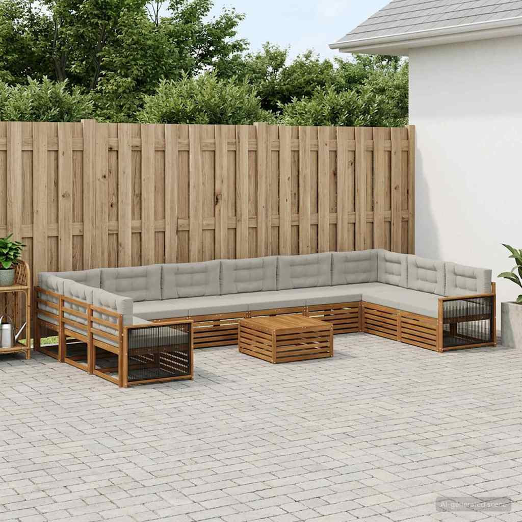 vidaXL Sofagarnituren mit Kissen 11 pcs Massivholz Akazie