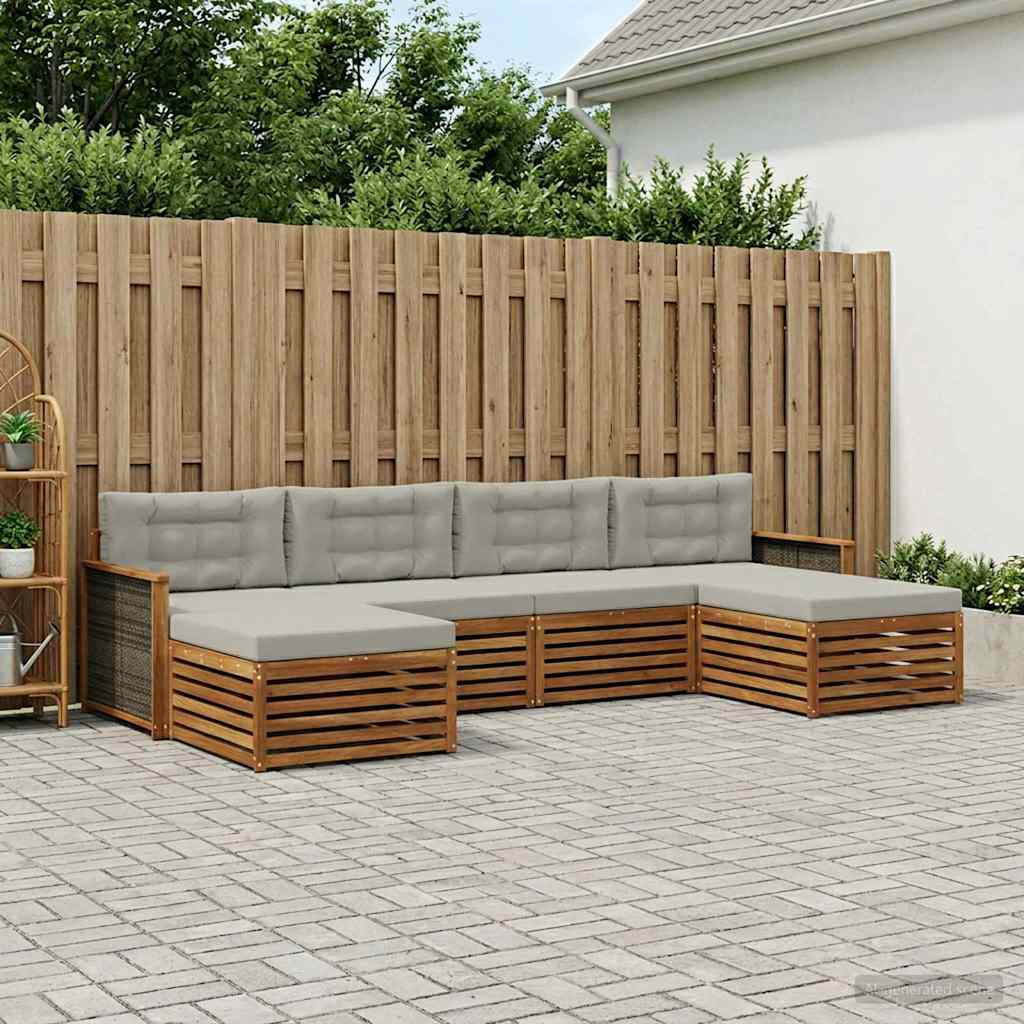 vidaXL Sofagarnituren mit Kissen 6 pcs Massivholz Akazie